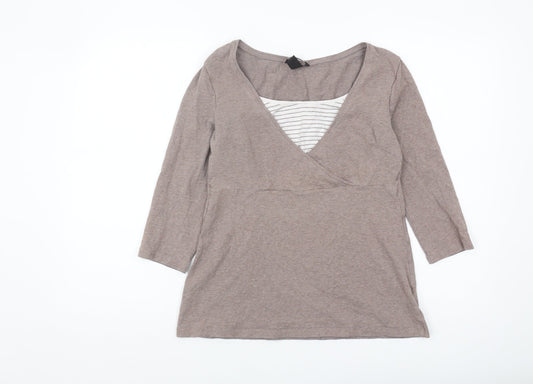 Womens UK Size M H&M Brown Wrap Blouse