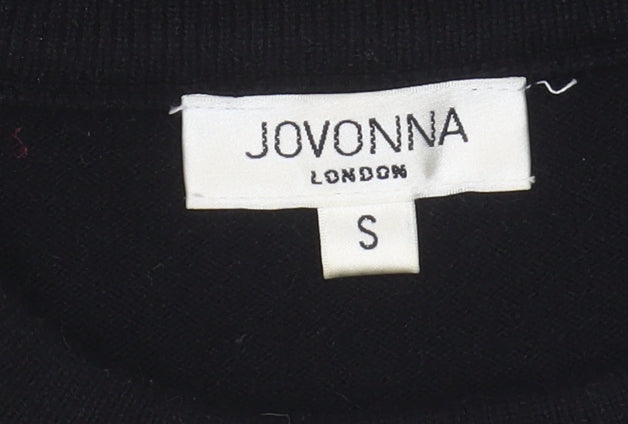 Jovonna Women's Black Knit Pullover - Bow Sleeveless S
