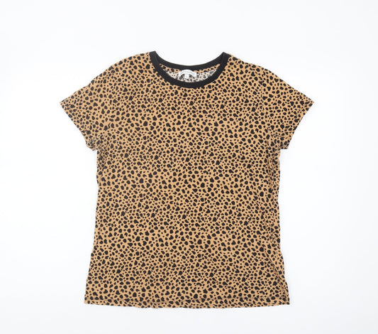 Womens UK Size 12 Warehouse Beige Ringer T-Shirt