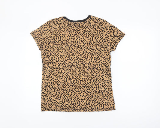 Womens UK Size 12 Warehouse Beige Ringer T-Shirt