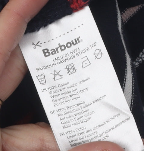 Barbour Women's Blue Striped T-Shirt Size 12