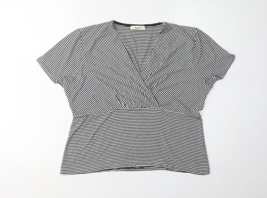 Womens UK Size L Precis Black Wrap T-Shirt