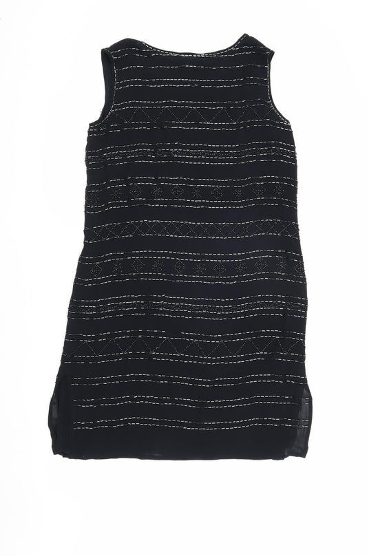 Laura Ashley Women's Black Shift Dress Size 10 Sleeveless