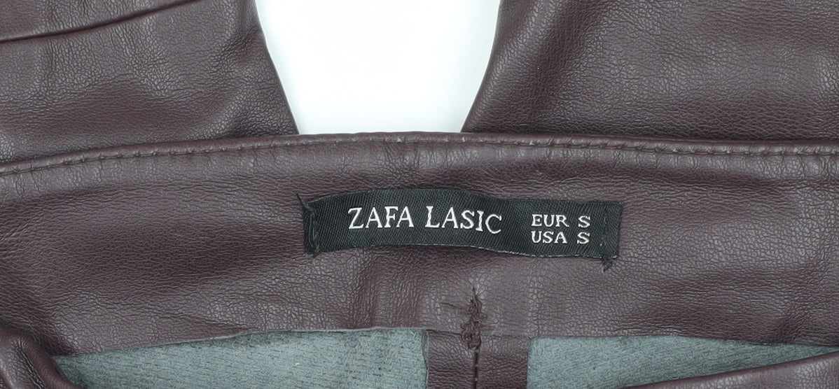 Zafa Lasic Women's Brown Faux Leather Trousers