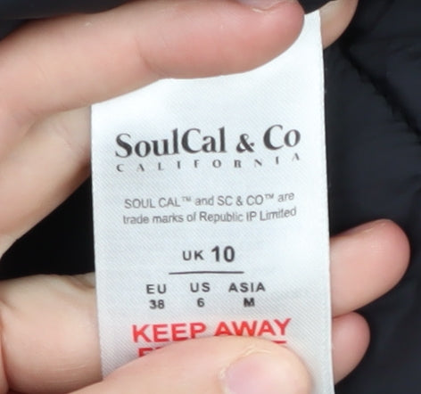 Womens UK Size 10 SoulCal & Co Black Puffer Jacket