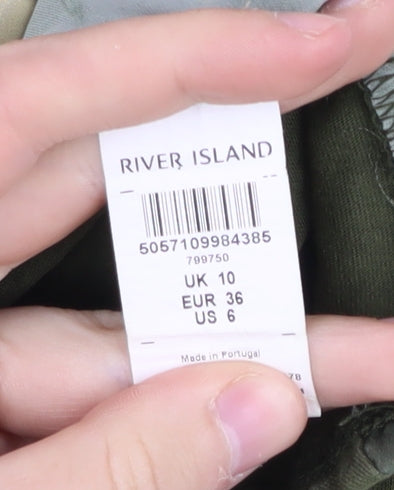 Womens UK Size 10 River Island Green Basic Tank