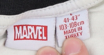 Marvel Men's Black & White T-Shirt - L, Graphic Print