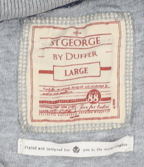 St George by Duffer Grey Unisex L T-Shirt, Classic Casual Fit