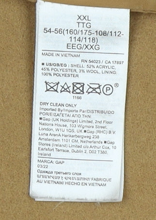 GAP Women's Beige Overcoat XL - Classic Style