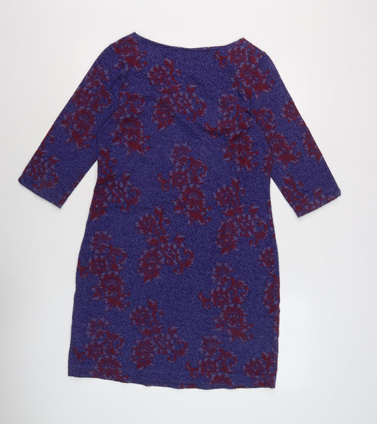 White Stuff Women's Purple Floral Shift Dress Size 10