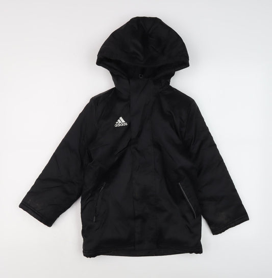 Additional front view of Adidas boys’ black jacket 2xs hooded zip casual