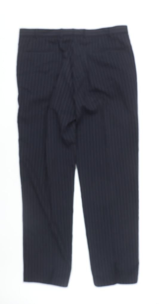 Next Men's Black Dress Pants, 38 L, Formal Wool Trousers