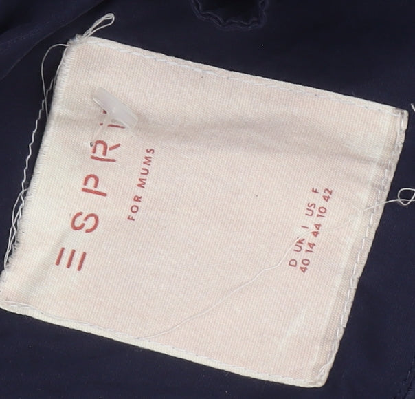 Brand and care label for ESPRIT Women's Blue Parka Coat, size 12, Hooded