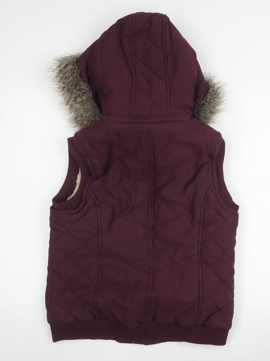 Per Una Women's Red Quilted Hooded Waistcoat M