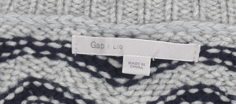 Gap Women's Grey V-Neck Pullover Jumper Size L