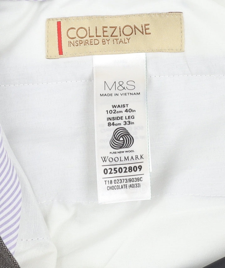 Marks and Spencer Men's Brown Wool Dress Pants