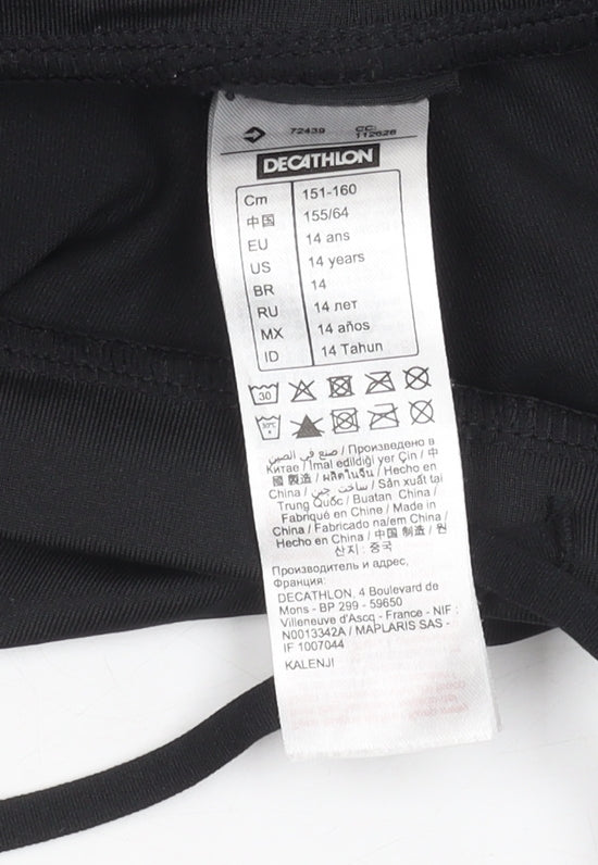 Decathlon Girls Black Running Shorts, Size 14 Years, Reflective