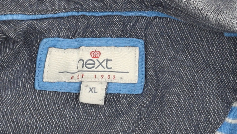 Next Men's Blue Striped Polo Shirt XL