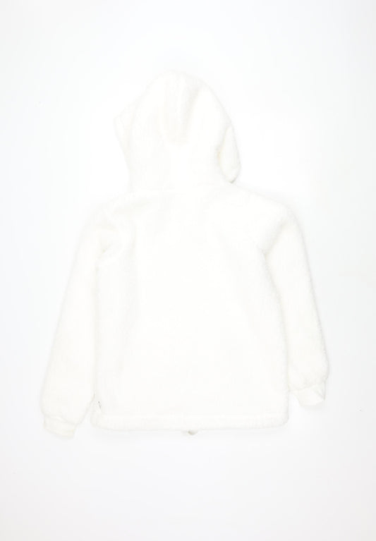 Womens UK Size 8 Fat Face White Henley Hoodie