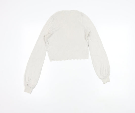 Womens UK Size S Zara White Cropped Blouse