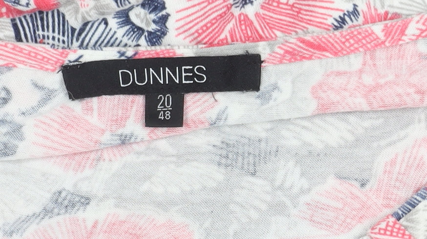 Dunnes Women's Floral T-Shirt Size 20 V-Neck Short Sleeve