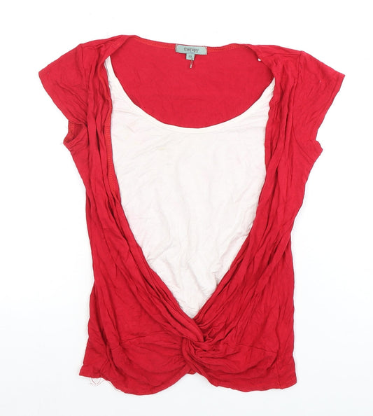 Womens UK Size 10 Therapy Red Wrap T-Shirt