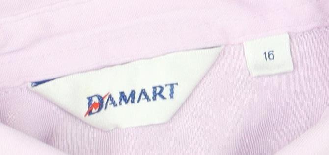 Damart Women's Pink Collared Button-Up Shirt Size 16