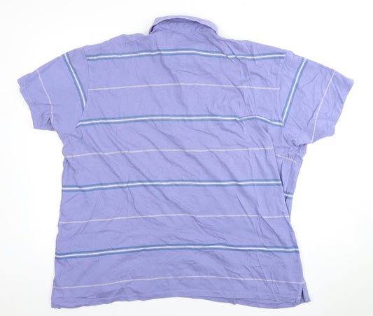 EWM Men’s Purple Striped Polo - 2XL Short Sleeve