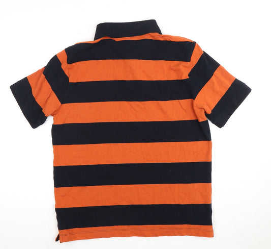 John Lewis Men's Orange Striped Polo Shirt M