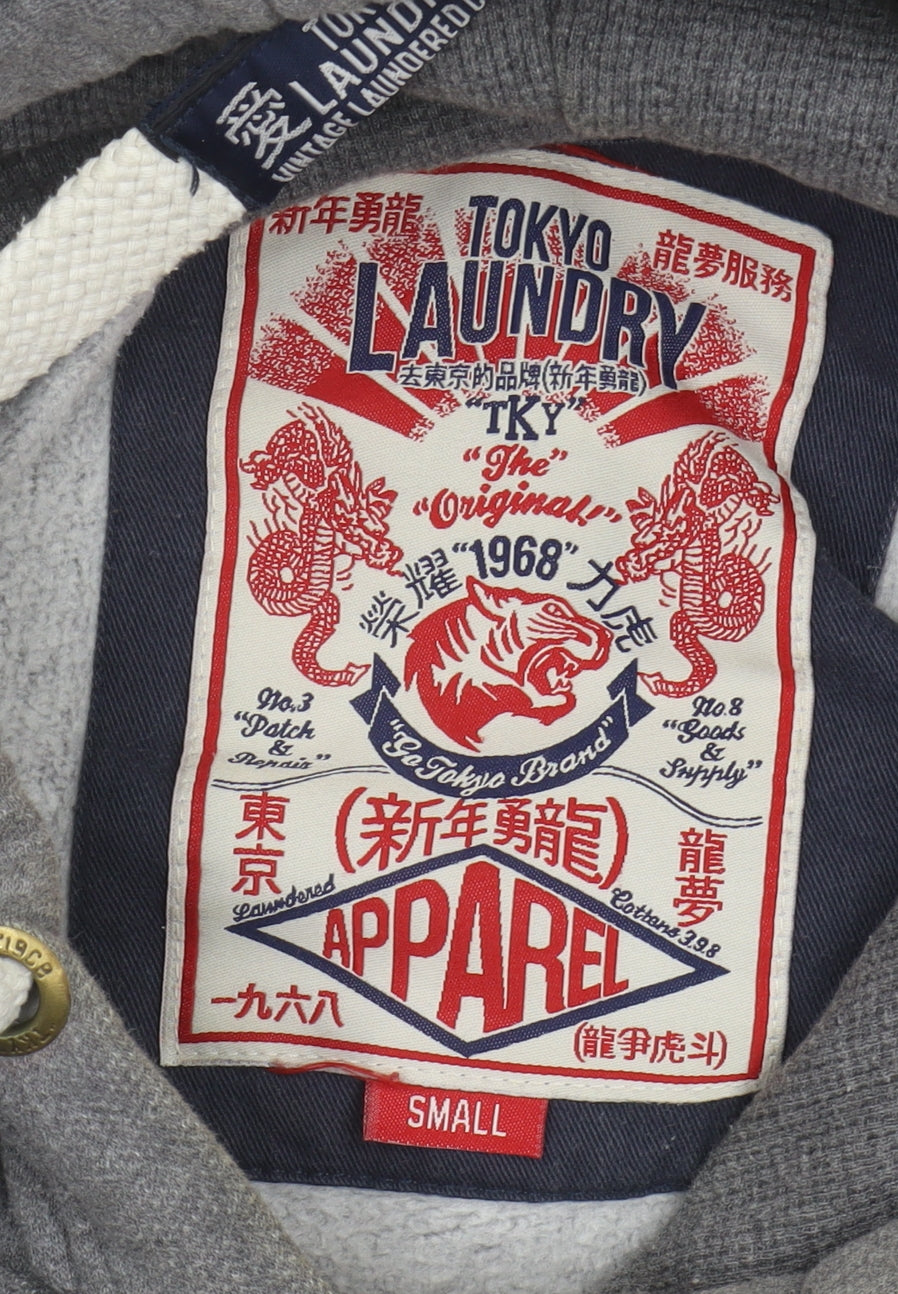 Mens UK Size S Tokyo Laundry Grey Pullover Hoodie
