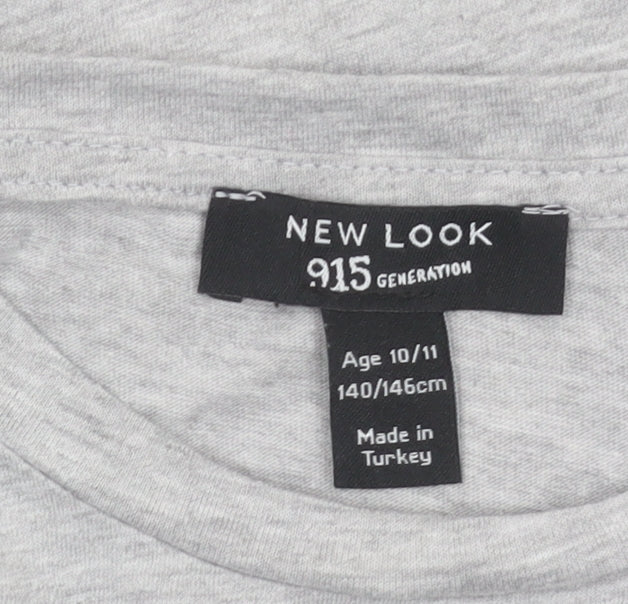 New Look Girls Grey Cropped T-Shirt, Size 10-11