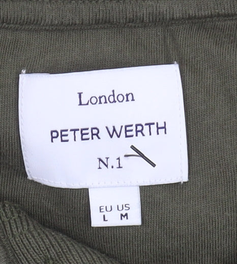 Peter Werth Men's Green Long Sleeve Polo Shirt M