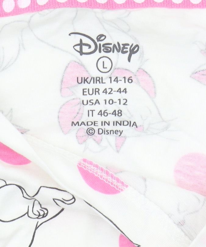 Womens UK Size L Disney White Cropped T-Shirt