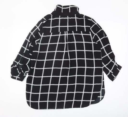 Womens UK Size 14 Dorothy Perkins Black Basic Button-Up