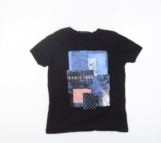 Additional front view of Stradivarius Black XS unisex casual t-shirt