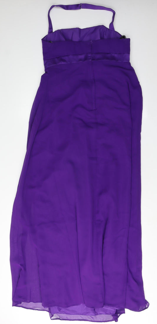 Alfred Angelo Purple Long Halter Dress UK 16
