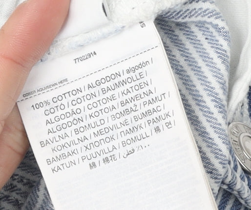 MNG Women's Blue Striped Cut-Off Cotton Shorts Size 10