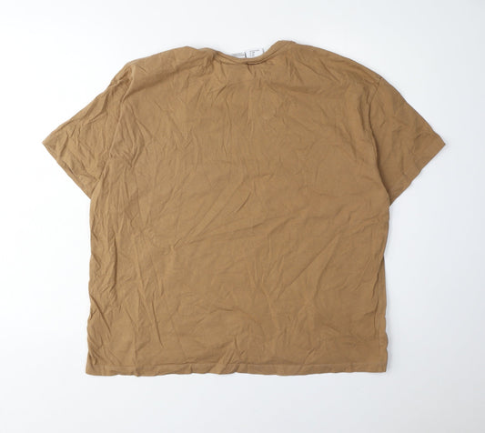 Bershka Unisex Brown T-Shirt, Size 12, Music Graphic