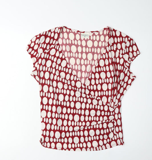 Womens UK Size 18 Kaliko Red Wrap Blouse