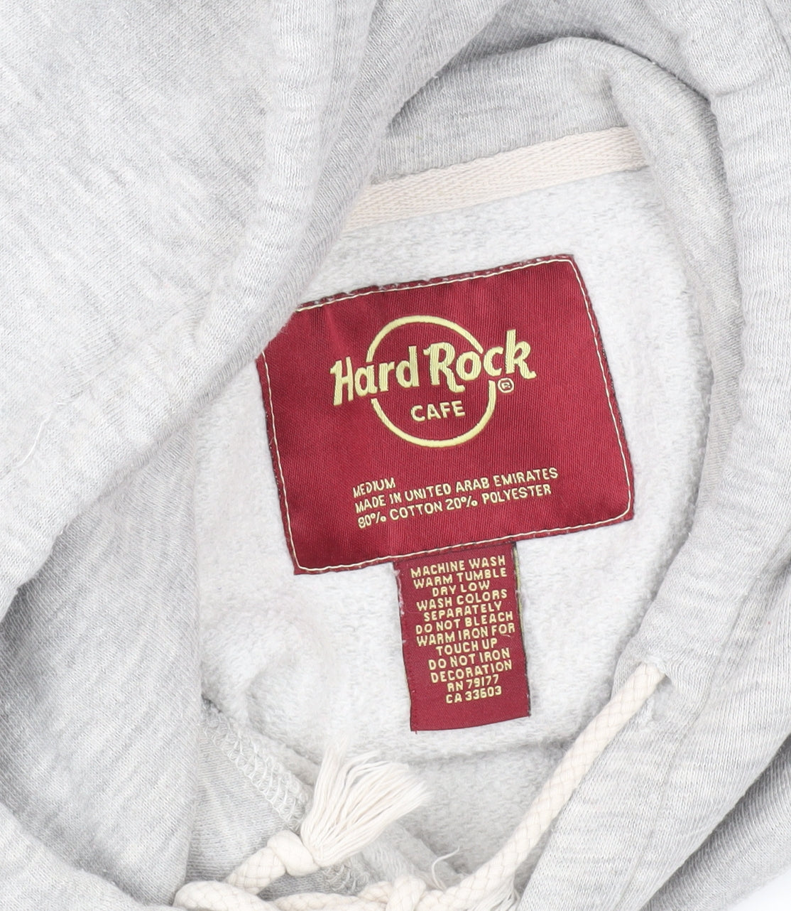 Unisex Adults UK Size M Hard Rock Cafe Grey Pullover Hoodie