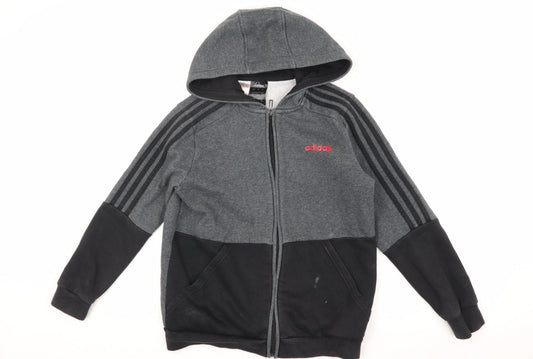 Additional front view of Adidas boys’ black grey hooded track jacket 11-12y