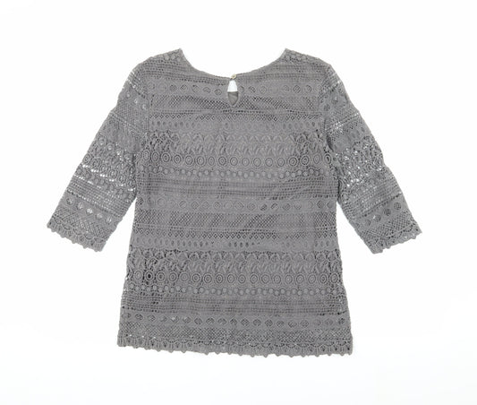 Womens UK Size 10 Joules Grey Basic Blouse