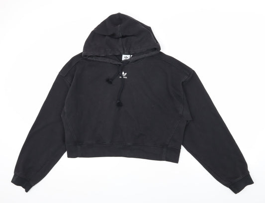 Additional front view of Adidas Women's Black Pullover Hoodie, size 8, Casual Wear