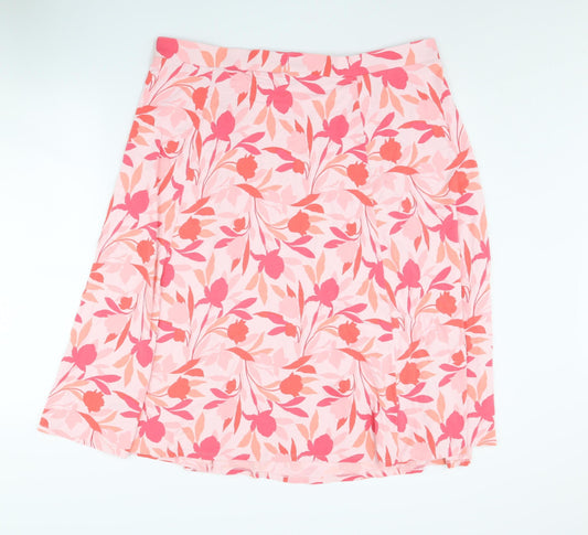 Marks and Spencer Women's Pink Floral A-Line Skirt