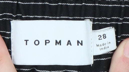 Topman Men's Black Striped Shorts, Size 28, Casual Summer Wear