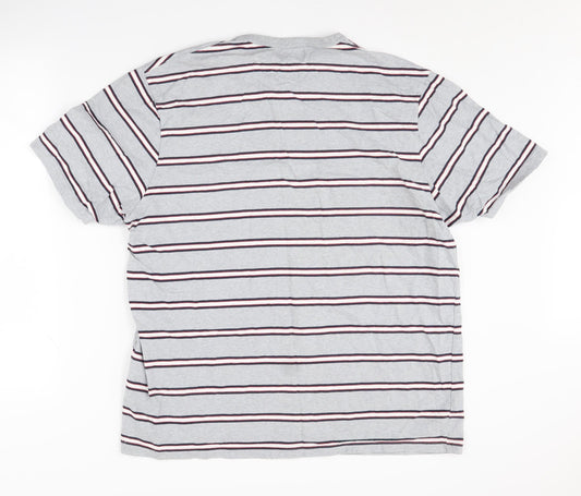 Marks and Spencer Grey Striped Men's T-Shirt L
