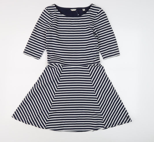 Jack Wills Women's Navy Striped A-Line Dress Size 10