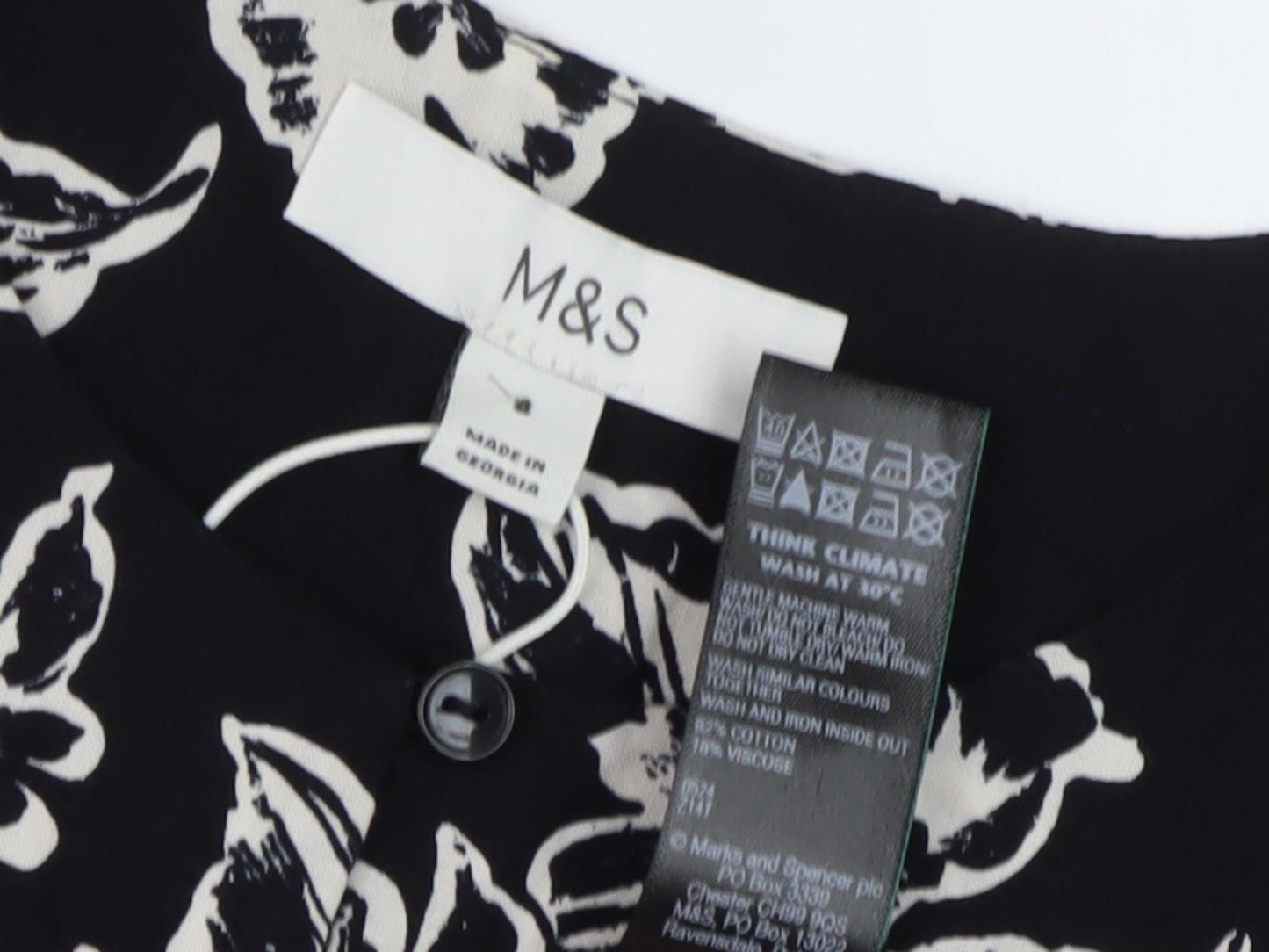 Marks and Spencer Floral Shift Dress, Size 10, Black, Long Sleeve
