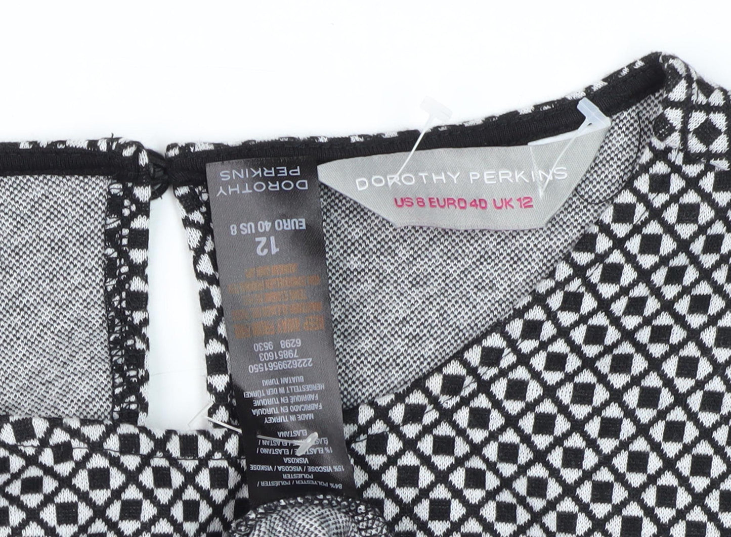 Dorothy Perkins Women's Black Geometric Sheath Dress 12