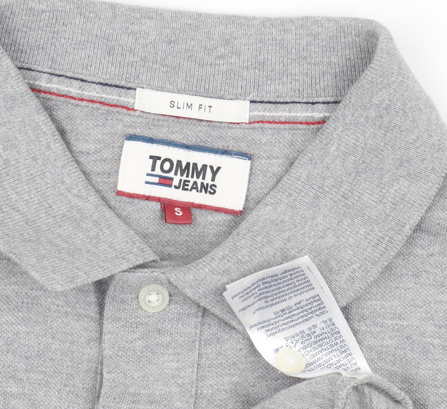 Tommy Jeans Men's Grey Slim Fit Polo Shirt, Size S